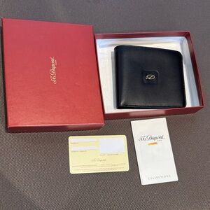 S.T DUPONT PARIS Black Leather Wallet men card and money holder luxury vintage